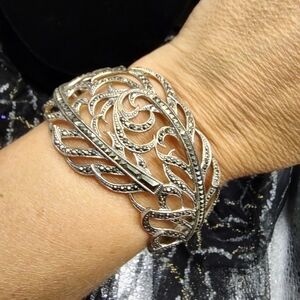 Judith Jack Sterling Silver Marcasite Cuff Hinge Close Bracelet!